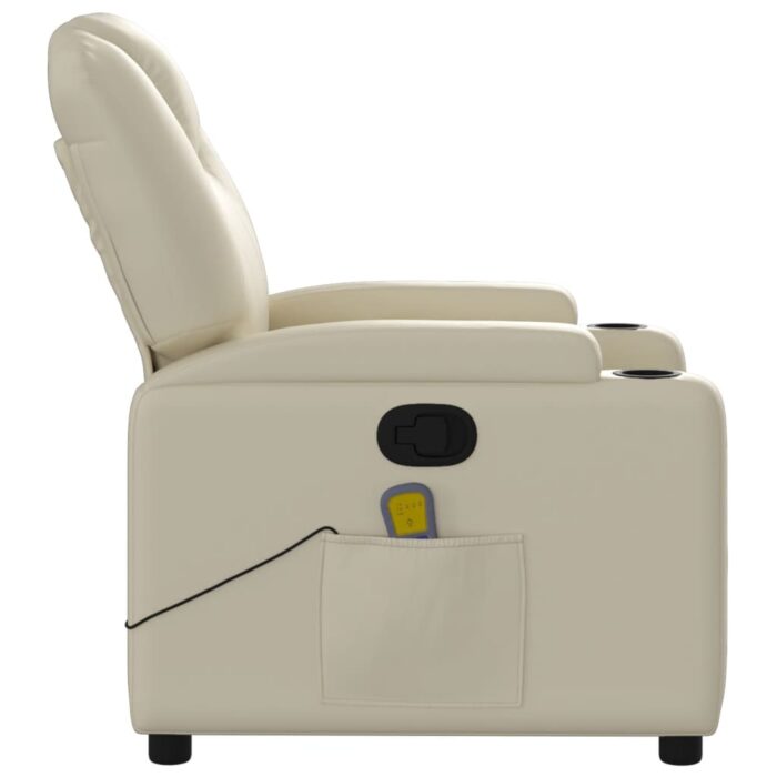 Fauteuil inclinable de massage Crème Similicuir – Image 3