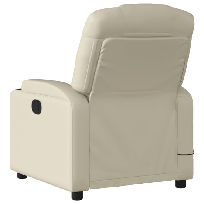 Fauteuil inclinable de massage Crème Similicuir – Image 4