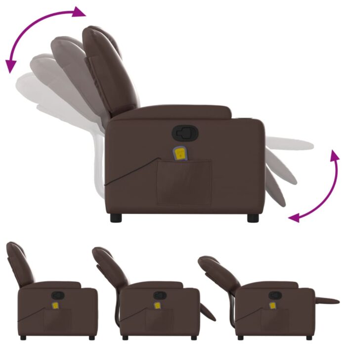Fauteuil de massage inclinable Marron Similicuir – Image 5