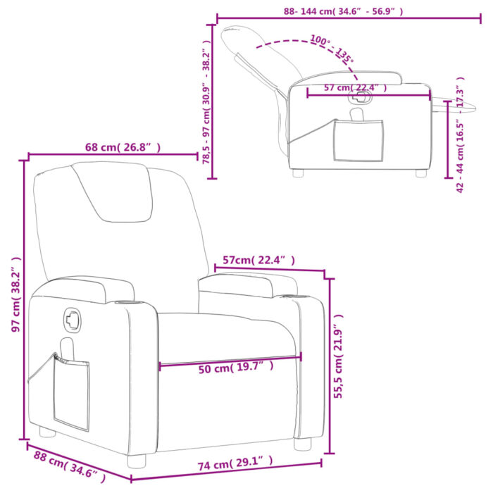 Fauteuil de massage inclinable Rouge bordeaux Similicuir – Image 11