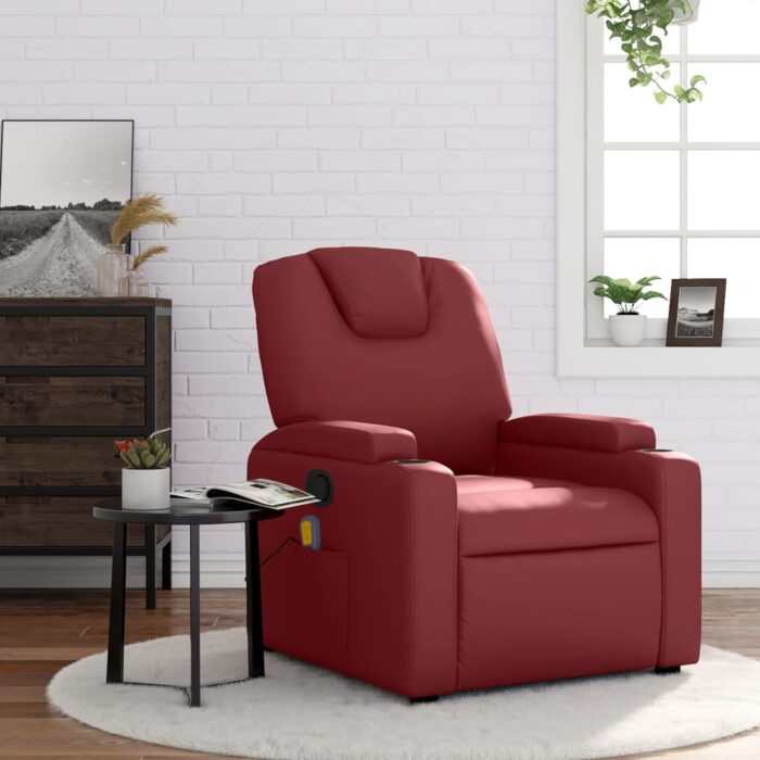 Fauteuil de massage inclinable Rouge bordeaux Similicuir – Image 1