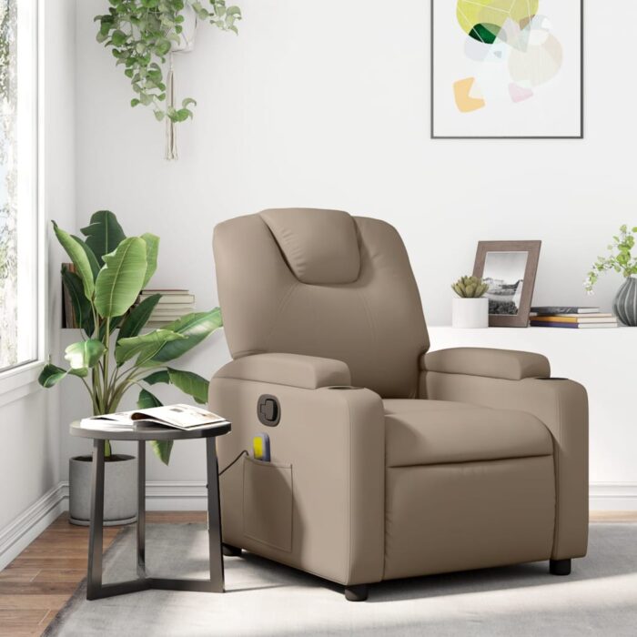 Fauteuil de massage inclinable Cappuccino Similicuir – Image 1