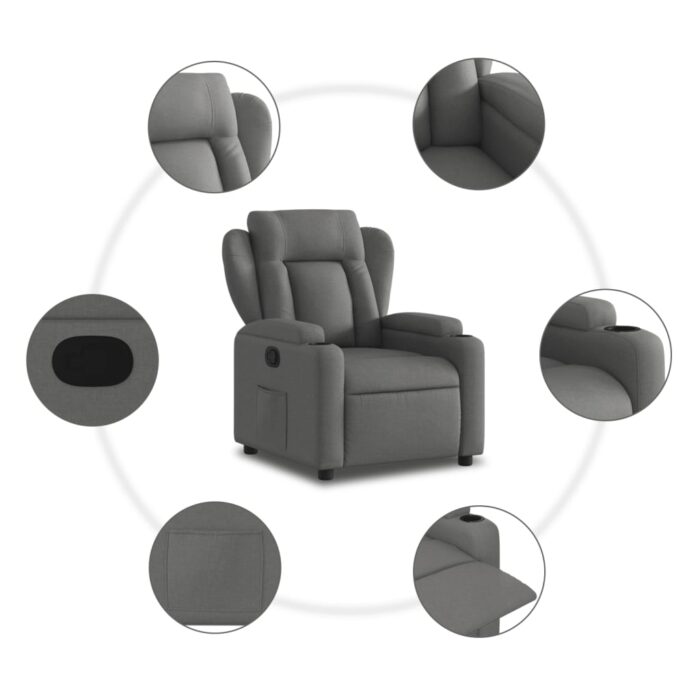 Fauteuil inclinable Gris foncé Tissu – Image 3