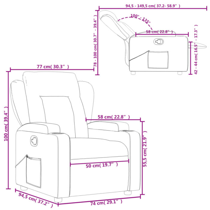 Fauteuil inclinable Gris foncé Tissu – Image 9