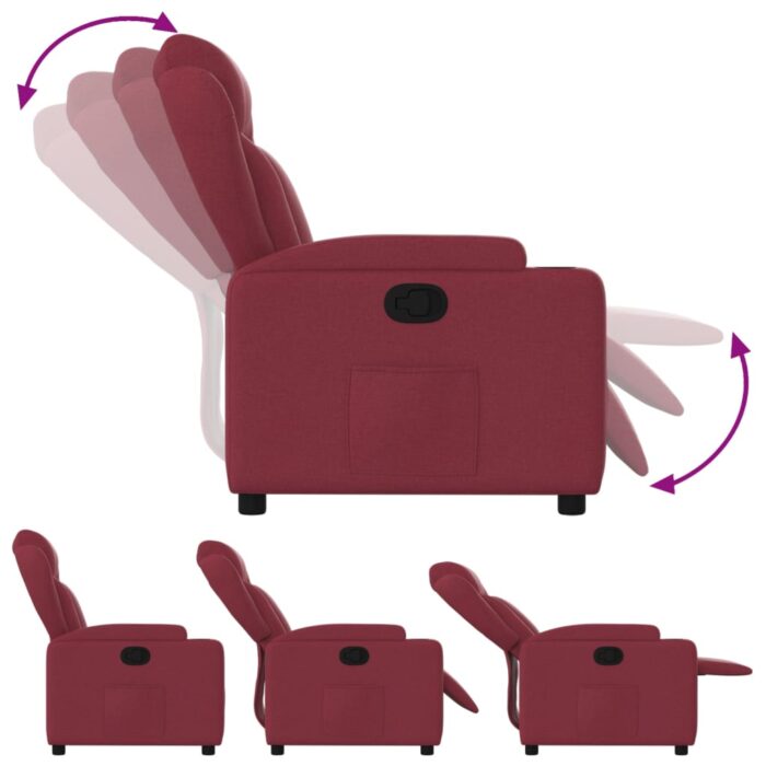 Fauteuil inclinable Rouge bordeaux Tissu – Image 2