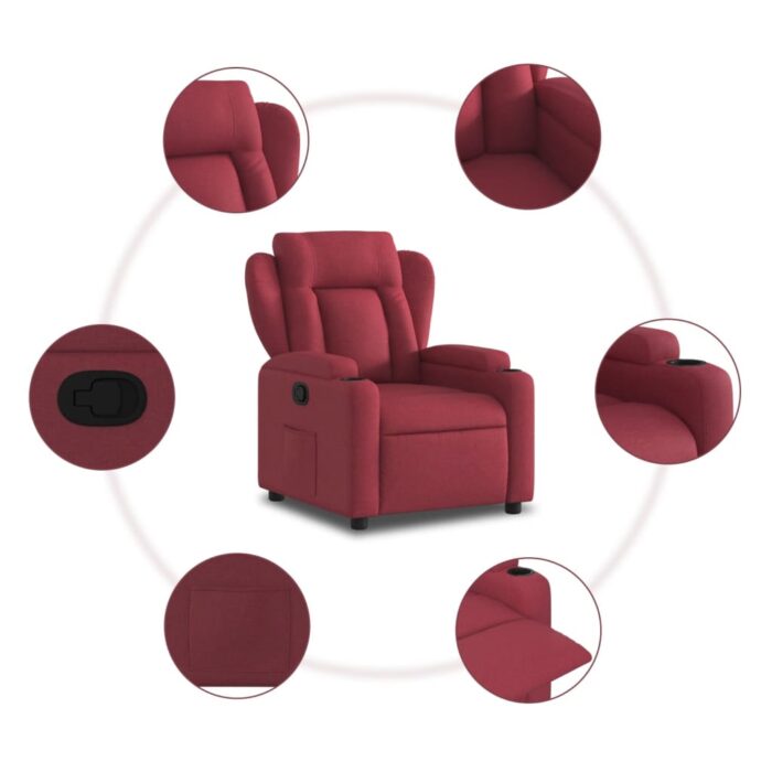 Fauteuil inclinable Rouge bordeaux Tissu – Image 3