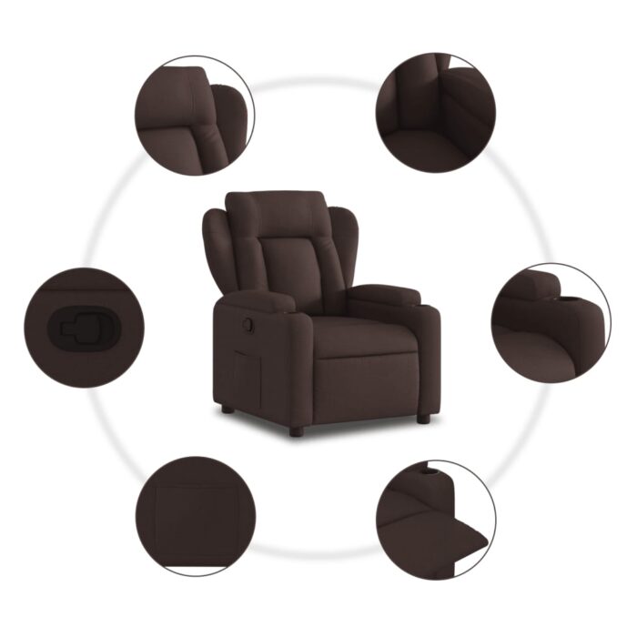 Fauteuil inclinable Marron foncé Tissu – Image 3