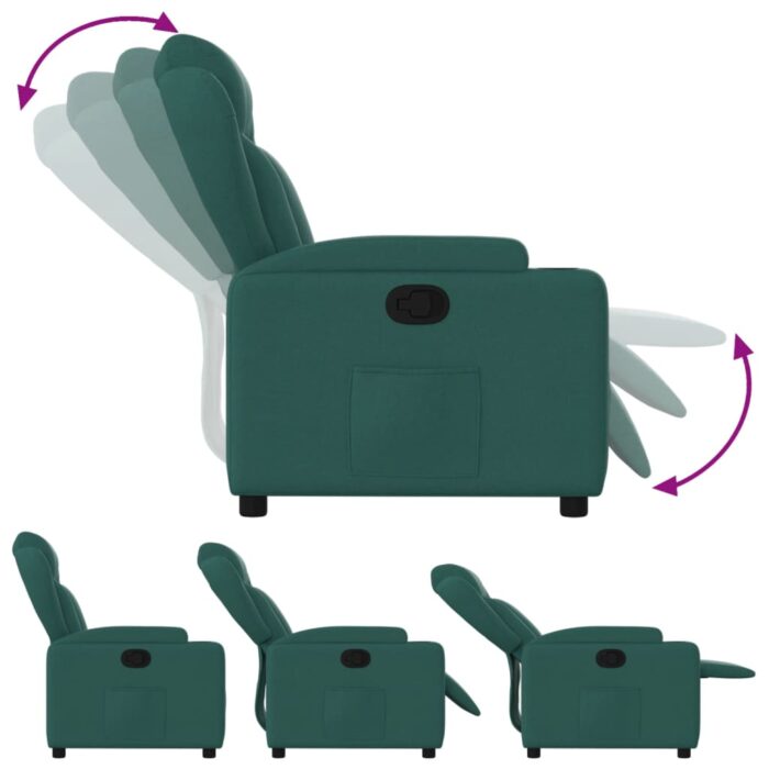 Fauteuil inclinable Vert foncé Tissu – Image 2