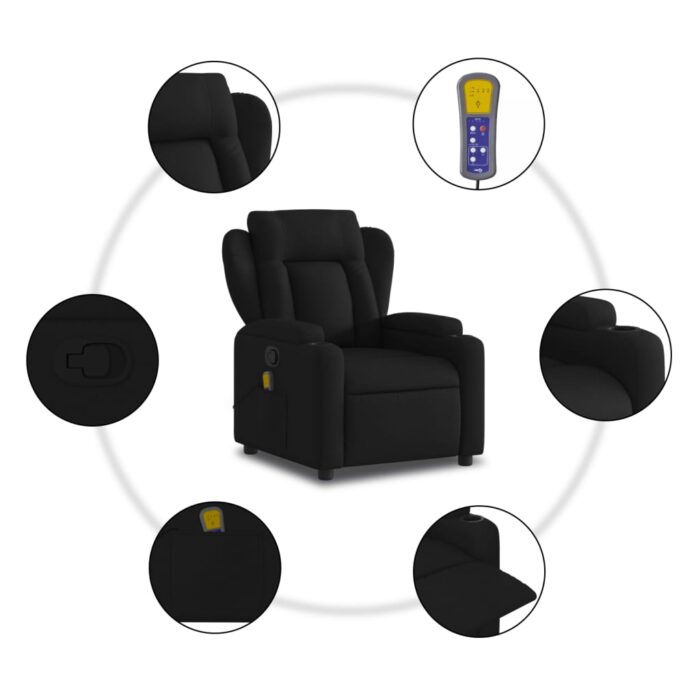 Fauteuil de massage inclinable Noir Tissu – Image 4