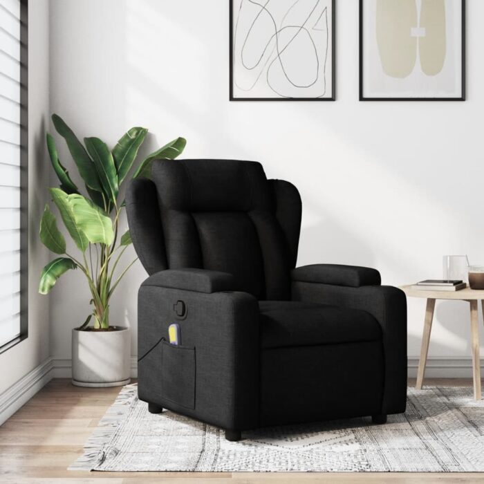Fauteuil de massage inclinable Noir Tissu – Image 1