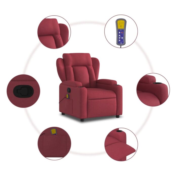 Fauteuil de massage inclinable Rouge bordeaux Tissu – Image 4