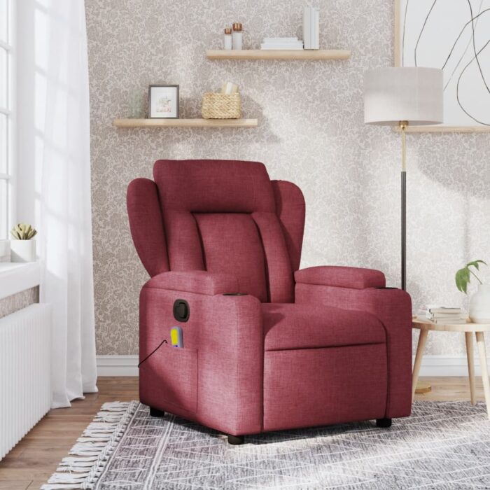 Fauteuil de massage inclinable Rouge bordeaux Tissu – Image 1
