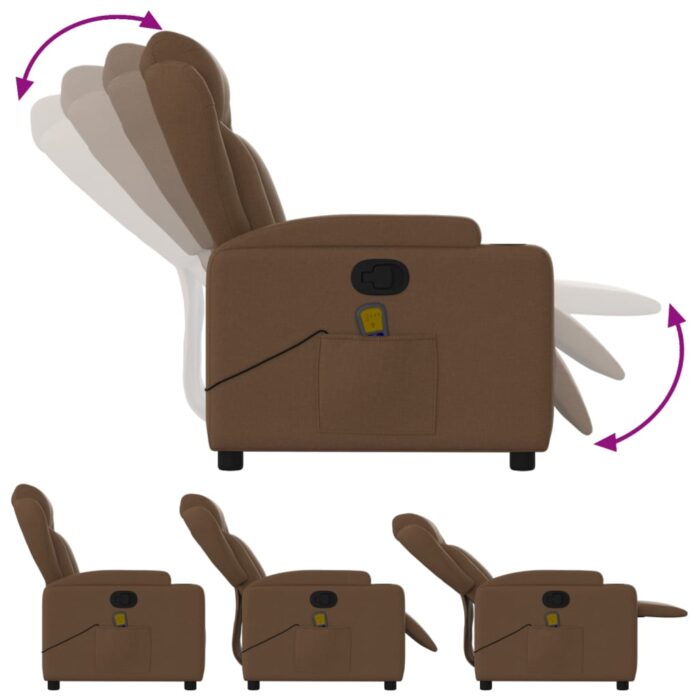 Fauteuil de massage inclinable Marron Tissu – Image 3