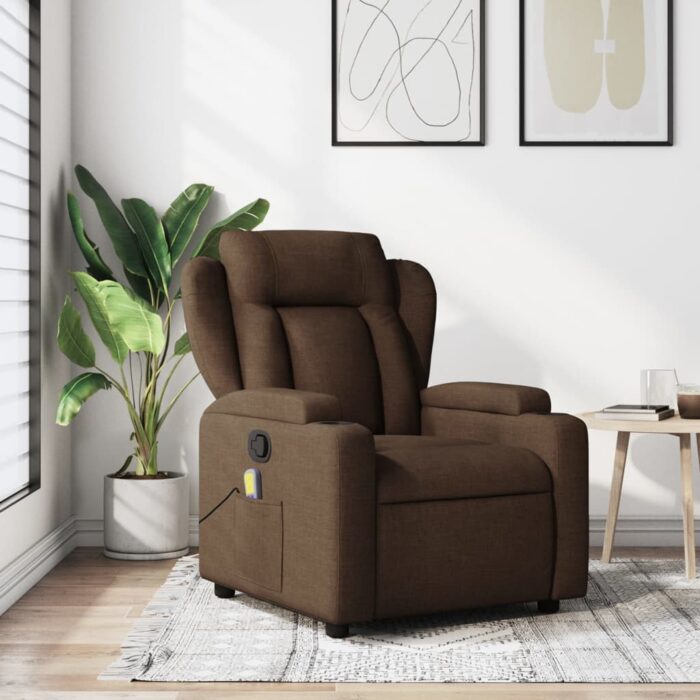 Fauteuil de massage inclinable Marron Tissu – Image 1