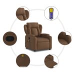 Fauteuil de massage inclinable Marron foncé Tissu – Image 4