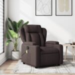Fauteuil de massage inclinable Marron foncé Tissu