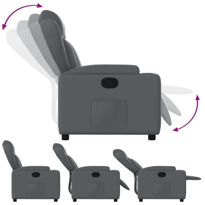 Fauteuil inclinable Gris Similicuir – Image 4