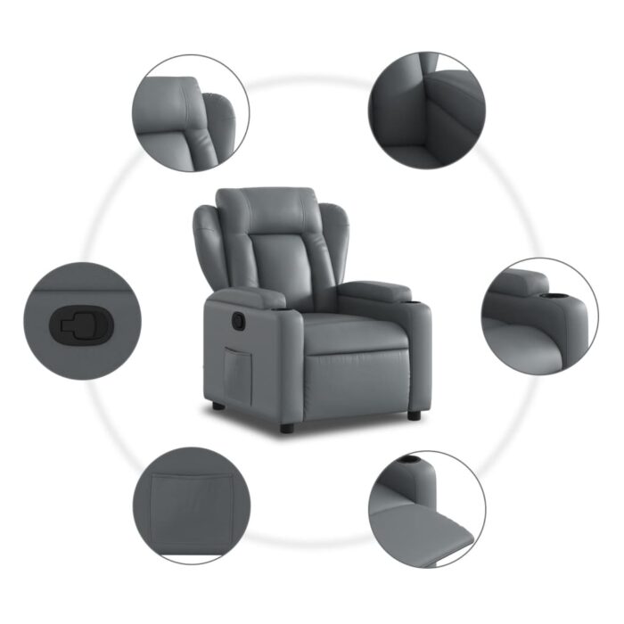 Fauteuil inclinable Gris Similicuir – Image 5