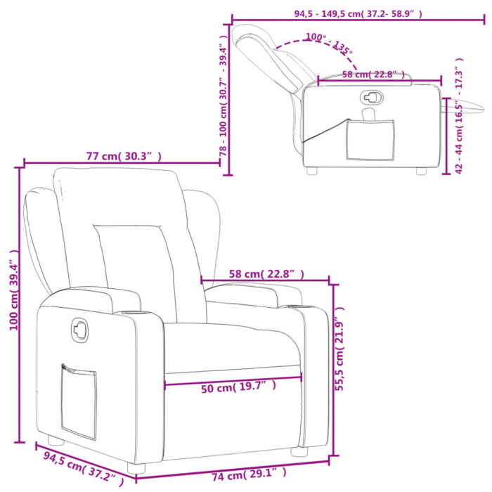 Fauteuil inclinable Cappuccino Similicuir – Image 9