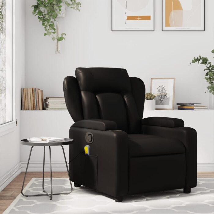 Fauteuil de massage inclinable Noir Similicuir – Image 1