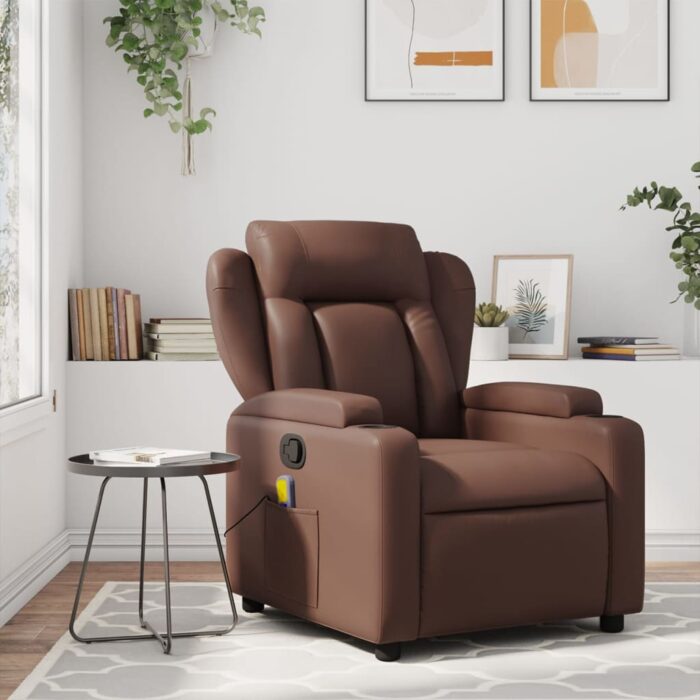 Fauteuil de massage inclinable Marron Similicuir – Image 1