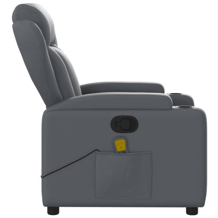 Fauteuil de massage inclinable Gris Similicuir – Image 3