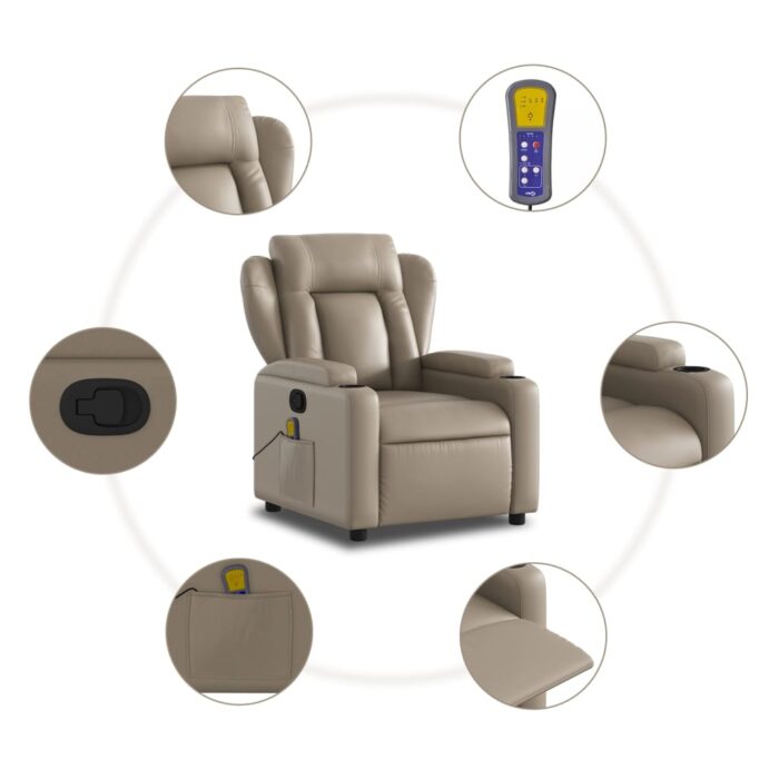 Fauteuil de massage inclinable Cappuccino Similicuir – Image 6