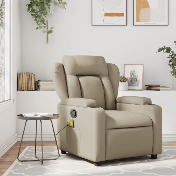 Fauteuil de massage inclinable Cappuccino Similicuir – Image 1