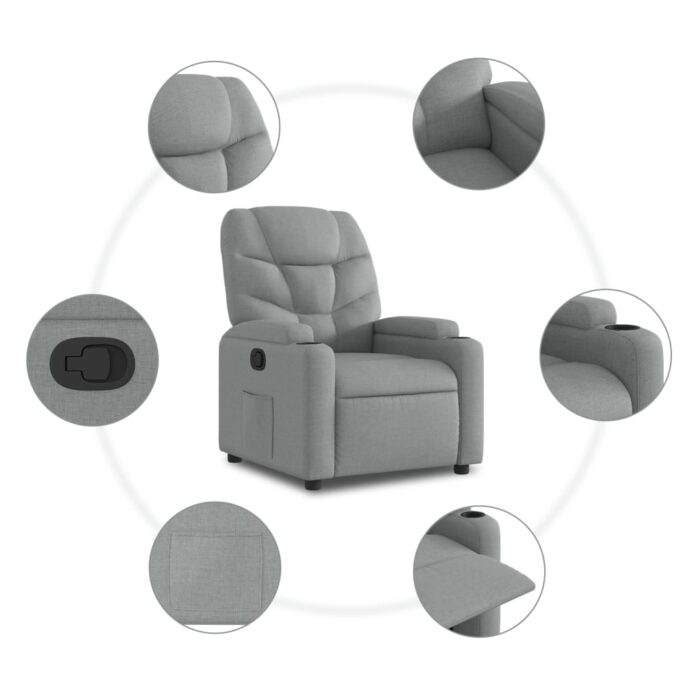 Fauteuil inclinable Gris clair Tissu – Image 5