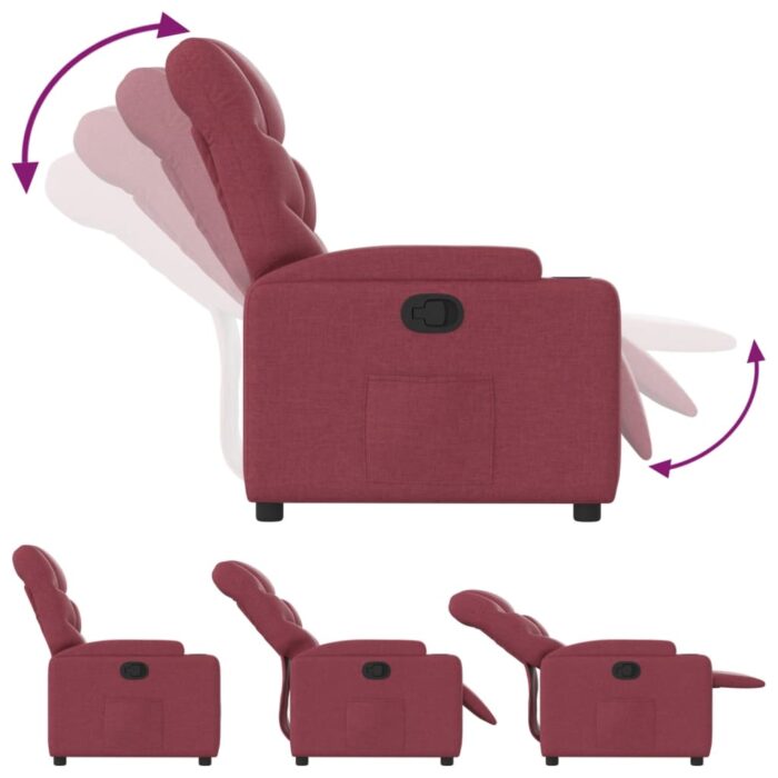 Fauteuil inclinable Rouge bordeaux Tissu – Image 4