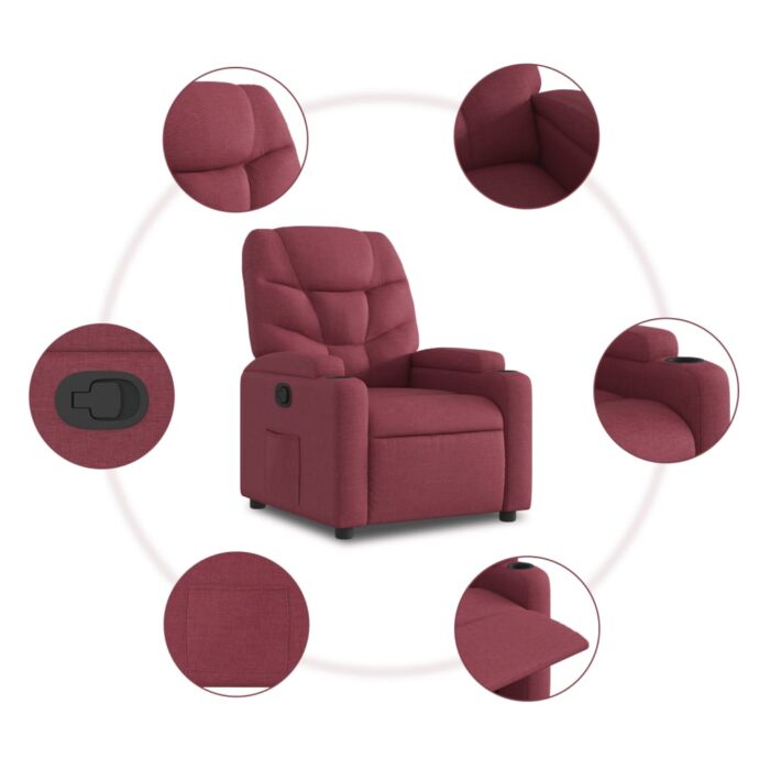 Fauteuil inclinable Rouge bordeaux Tissu – Image 5