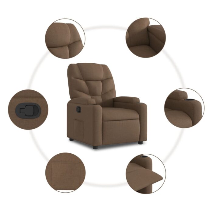 Fauteuil inclinable Marron Tissu – Image 5
