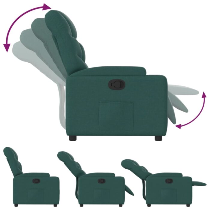 Fauteuil inclinable Vert foncé Tissu – Image 4