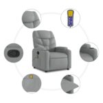 Fauteuil de massage inclinable Gris clair Tissu – Image 6