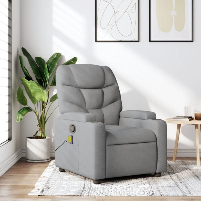 Fauteuil de massage inclinable Gris clair Tissu – Image 1