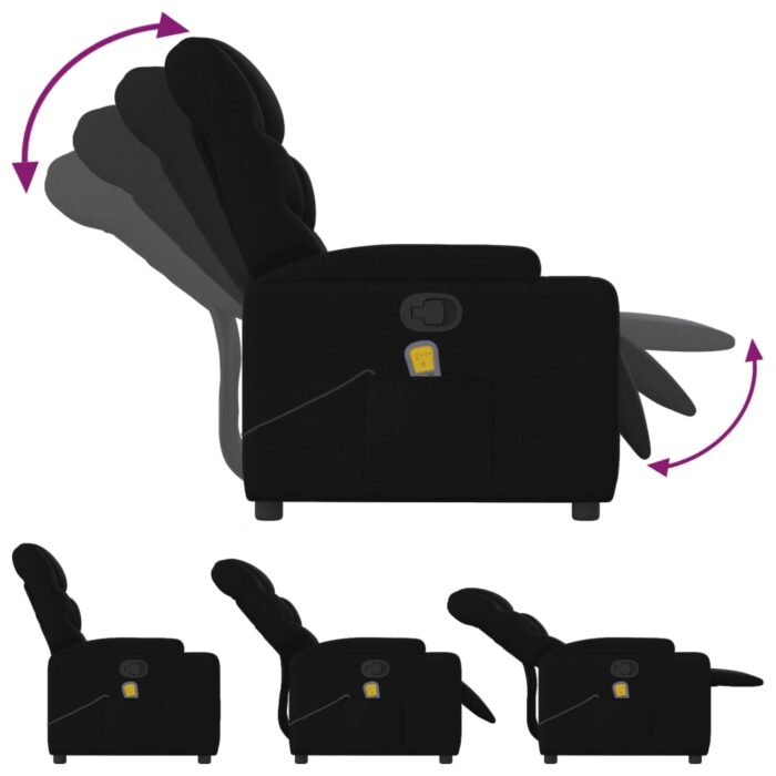 Fauteuil de massage inclinable Noir Tissu – Image 5