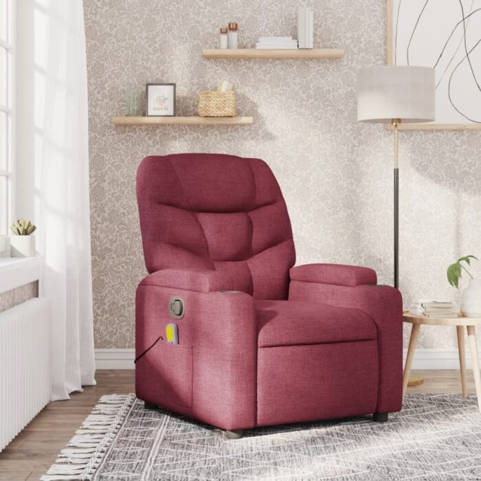 Fauteuil de massage inclinable Rouge bordeaux Tissu – Image 1