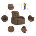 Fauteuil de massage inclinable Marron Tissu – Image 6