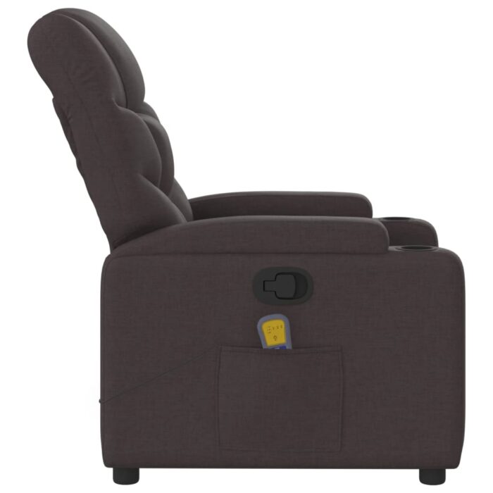 Fauteuil de massage inclinable Marron foncé Tissu – Image 3