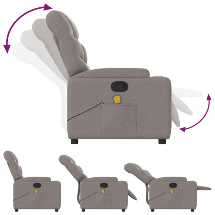 Fauteuil de massage inclinable Taupe Tissu – Image 5