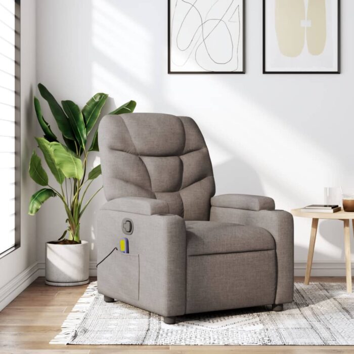 Fauteuil de massage inclinable Taupe Tissu – Image 1
