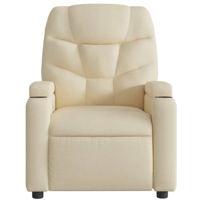 Fauteuil de massage inclinable Crème Tissu – Image 2