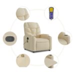 Fauteuil de massage inclinable Crème Tissu – Image 6