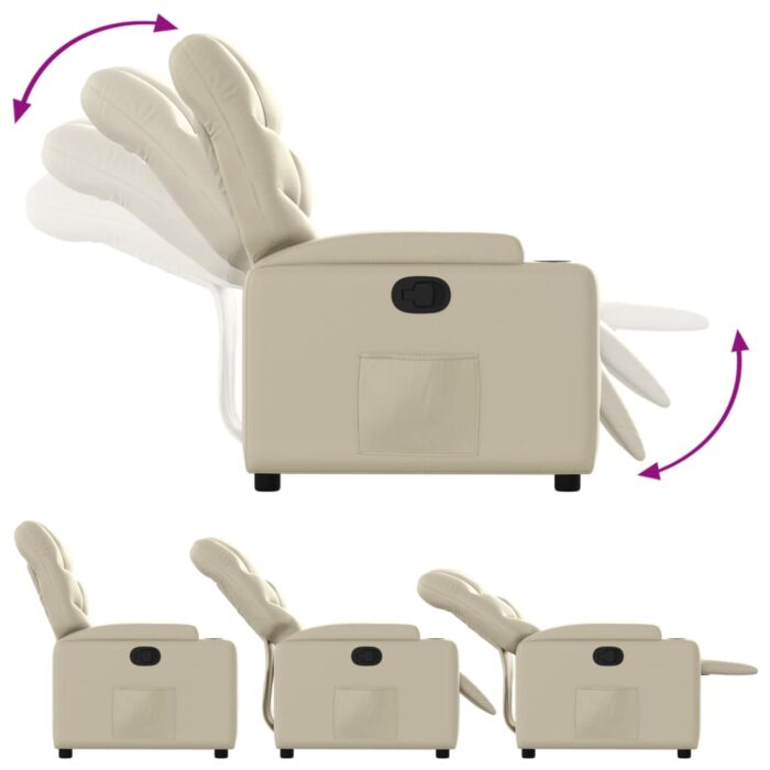 Fauteuil inclinable Crème Similicuir – Image 4