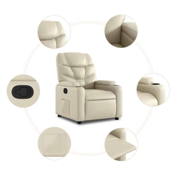 Fauteuil inclinable Crème Similicuir – Image 5