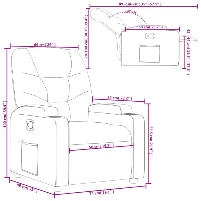 Fauteuil inclinable Crème Similicuir – Image 9
