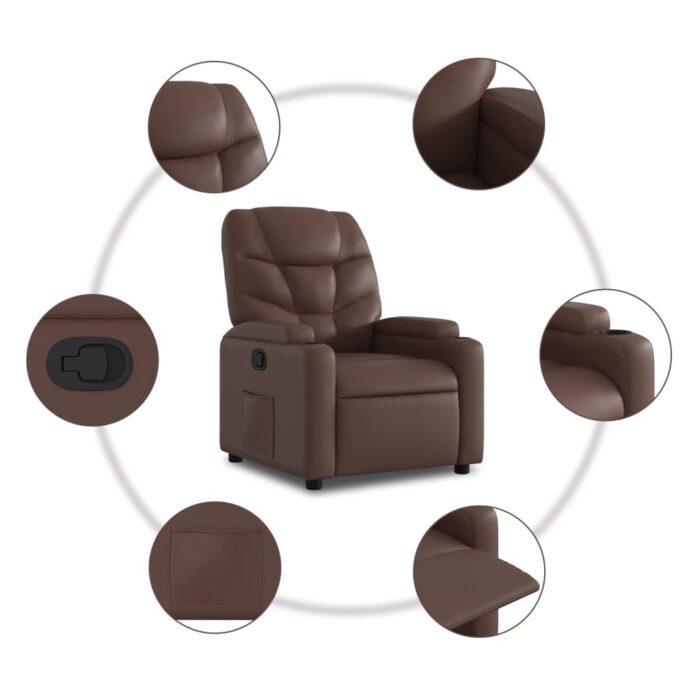 Fauteuil inclinable Marron Similicuir – Image 5