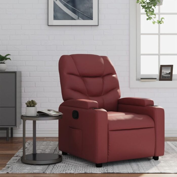 Fauteuil inclinable Rouge bordeaux Similicuir – Image 1