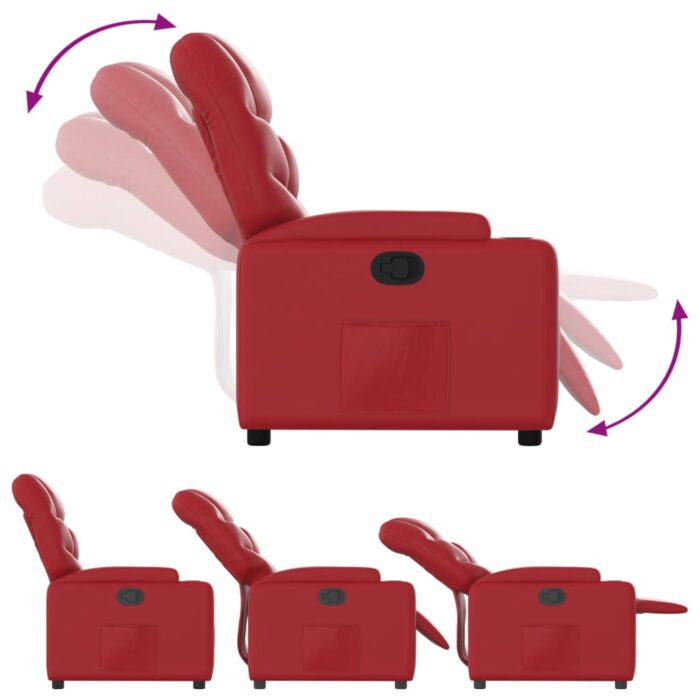 Fauteuil inclinable Rouge Similicuir – Image 4