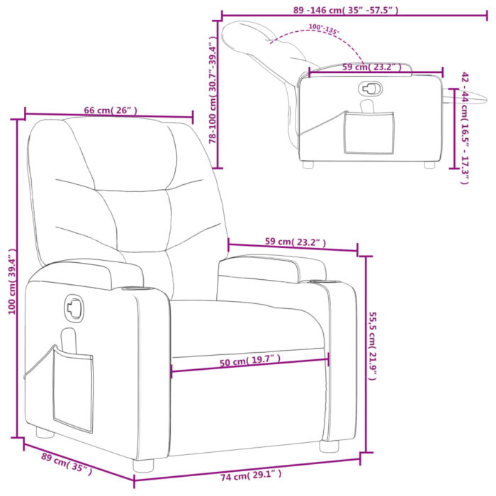 Fauteuil de massage inclinable Noir Similicuir – Image 11